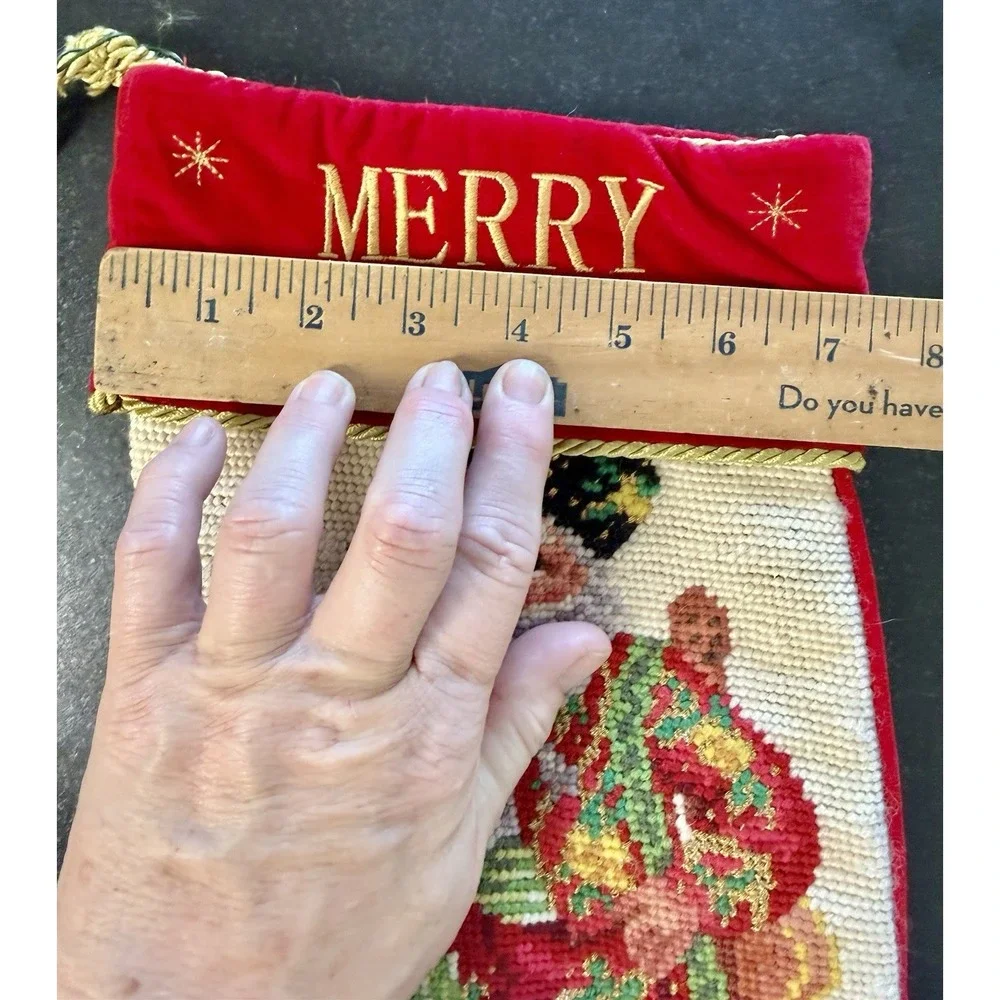 Dillard's Needlepoint Hand Embroidered Christmas Mexican Sombrero Santa Vintage
